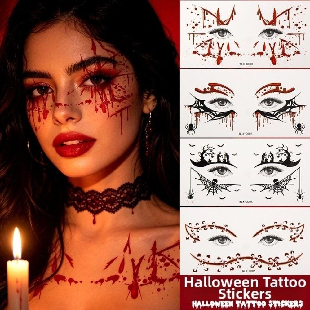 Spider Web Halloween Face Temporary Tattoo Waterproof Body Art Scar Stickers Halloween Party Gift