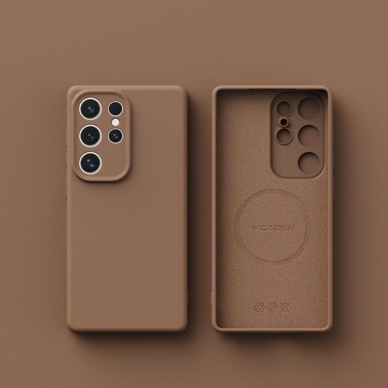 Nova Capa de Silicone Líquido S25ulta da Samsung Adequada para S24 Capa Macia Magnética S23u Totalmente Inclusiva Anti Queda Capa de Celular Simples