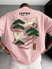2026 Summer Zrgoth Unisexs Casual Versatile Minimalist Japanese Crane Print Short Sleeve TShirt