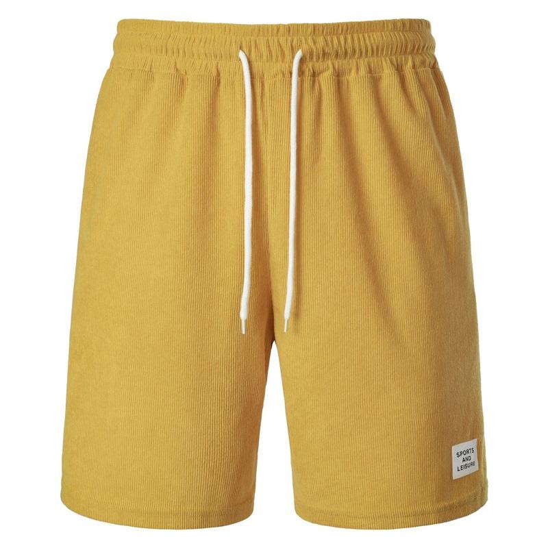 Zomer Nieuwe Stijl Heren Effen Kleur Sportbroek Corduroy Eenvoudige Vijfpunts Korte Broek Los En Comfortabel Casual Broek