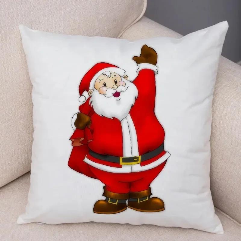 Merry Christmas Pillowcase Living Room Sofa Cushion Cover Home Decoration Cute Cartoon Santa Claus Hug Pillowcase