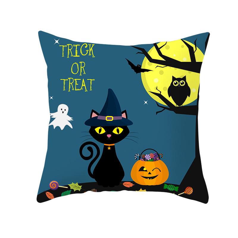 Față de pernă amuzantă cu cap de dovleac pentru Halloween, decor pentru casă, imprimată, pentru canapeaua din living, husă de pernă