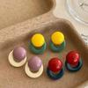 French Style Y2k Candy Color Round Circle Stud Color-blocking for Women Design Resin Geometric Vacation Style Earrings Jewelry