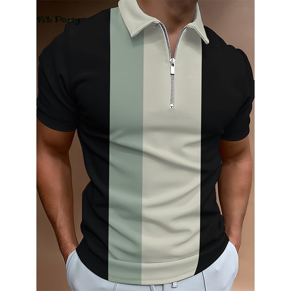 Klassisches gestreiftes bedrucktes Herren-T-Shirt, modische Kragenkleidung, Herren-T-Shirt, Sommer-T-Shirt