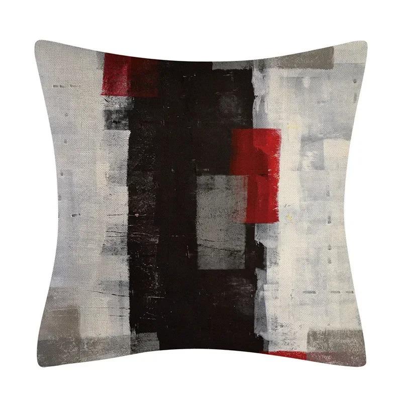Home Decor Pillow Cover Fashion Cushion Abstract Cushion Cover Black Red Geometric Pillow Cover Sofa