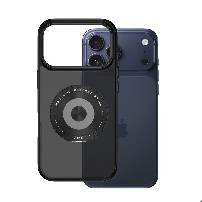 Coque avec Support Anneau 360° - BOOLING - pour iPhone Air - Silicone PC avec Cercle Magnétique Rotatif - Noir
