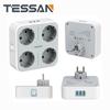 Tessan Adaptador de viaje con enchufe europeo, toma de pared USB con interruptor de encendido/apagado, 4 salidas europeas, 3 puertos USB, cargador de corriente 7 en 1 para el hogar