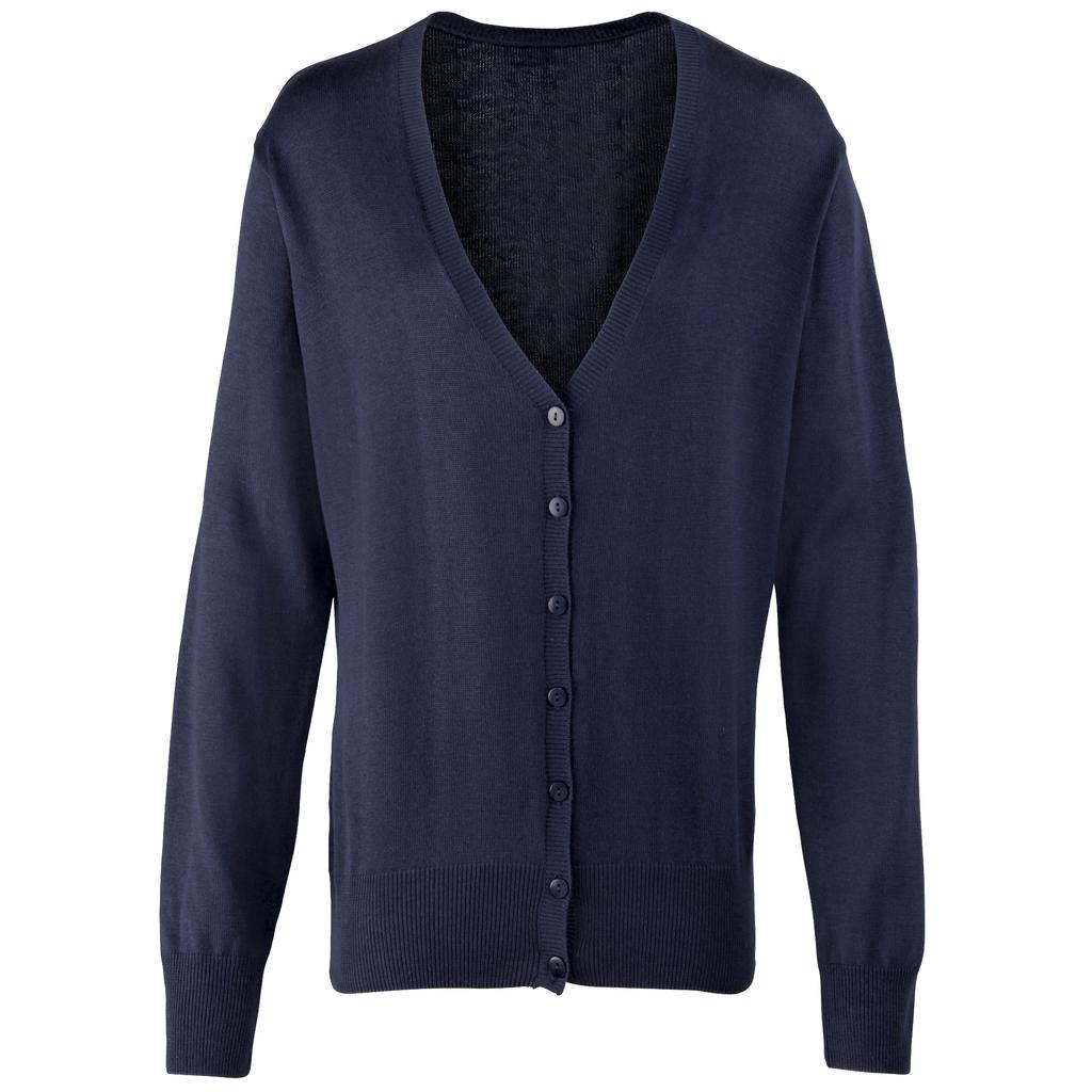 Premier Damen Knopfleiste Langarm V-Ausschnitt Strickjacke