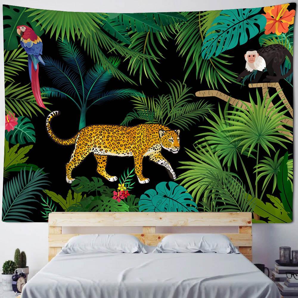 Tropical Plant Art Tapestry, Bedroom Wall Decoration, Living Room, Dormitory Wall Hanging, Bohemian Room Aesthetic Tapestry