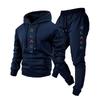 Conjunto de Moletom Casual Colorido com Estampa de Letras para Homem, Conjunto de Duas Peças com Moletom com Capuz e Cordão e Calça de Moletom para Homem