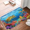 Dolphins Underwater Cave Door Mat Colorful Fish Non-slip Entrance Rug for Home Decor Living Room Bedroom Mysterious Decoration