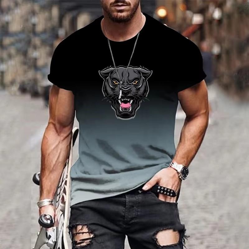 Fashion Trend Gradient Printing Hot Sale Casual Loose Men's Short Sleeve Tees 3D Gradient Printing O Neck Oversize T-Shirt Tops