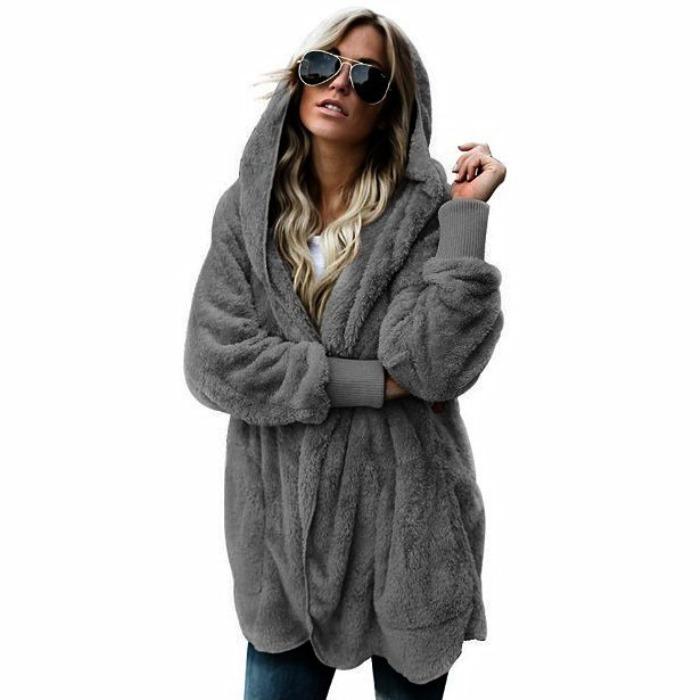 A Mid-length, Double-sided Faux Fur Coat for Women's Autumn and Winter Woolen Warm Jacket