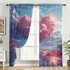 Ensemble de 2 Rideaux Dégradés Scène du Lac Fenyun Chambre à Coucher Salon Rêveur Apaisant Pochette à Œillets Décoration Rideau Polyester Idéal Pour le Salon