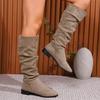 Women Knee-high Boots Fashion Suede Casual Long Tube Boots Non Slip Flat Boot Slim Fitting Long Boots Women Western Cowboy Boot