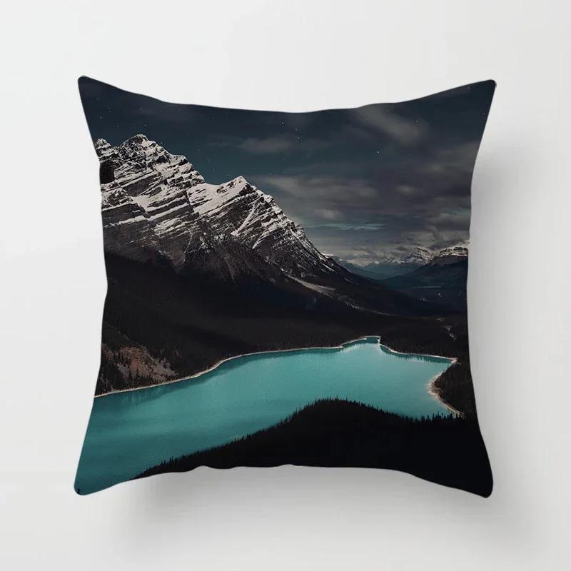 Mountains, Rivers, Forests, Landscape Pillowcases, Sofa Furnishings, Office Cushion Covers, Bedroom Room Home Decoration X
