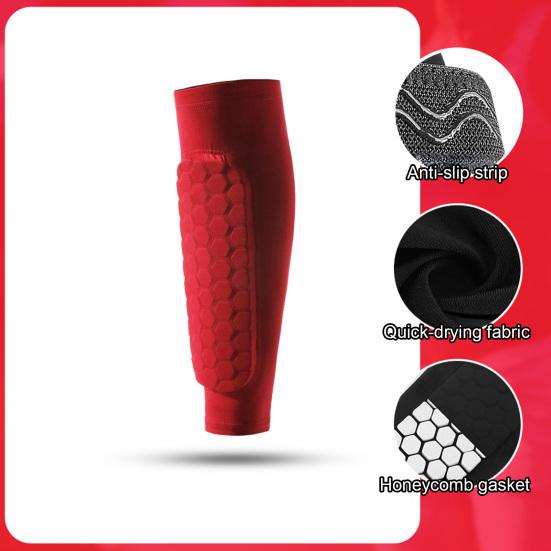 2 Pairs 11.8 Inch Soccer Shin Guards for Kids Youth Adult Calf Compression Sleeve with Honeycomb Pads Protective Gear for Football Baseball Boxing