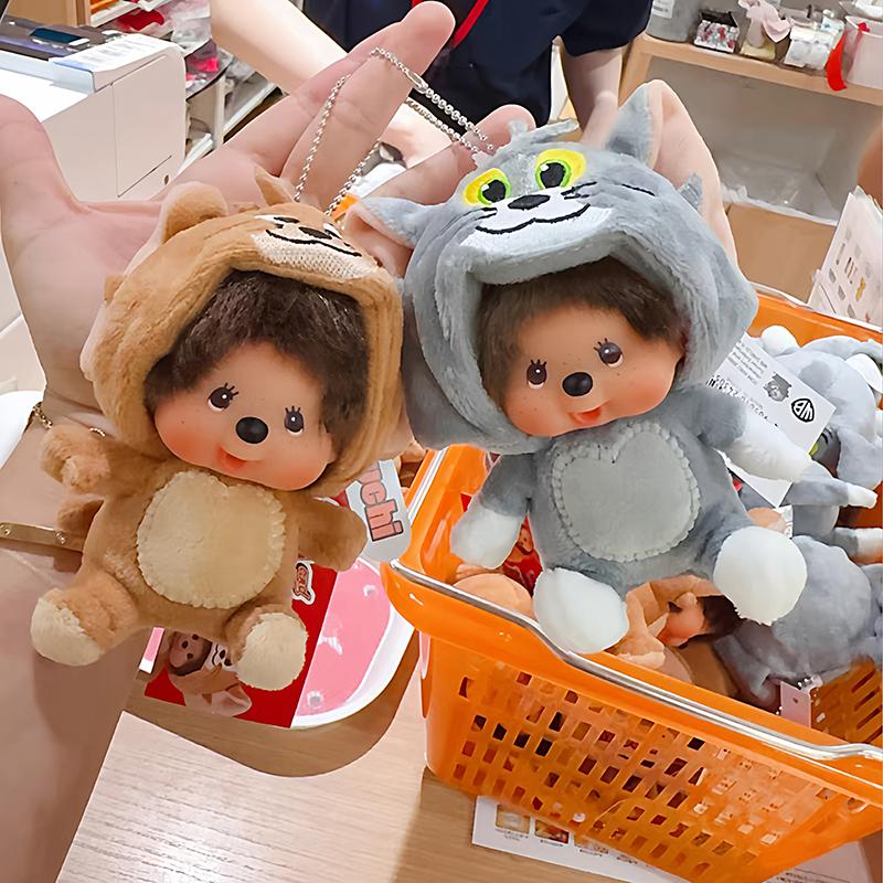 Monchhichi Doll Keychain Kawaii Bags Hanging Pendants Children's Day Birthday Gift   Backpack Keyring Ornament Party Favor