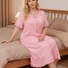 Plus Size Short Sleeve Loose Nightgown for Women - Spring/Summer Homewear