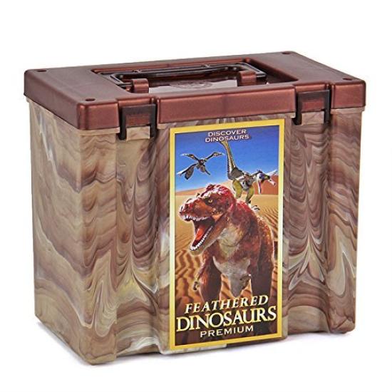 Dinosaure à plumes Calorata Encyclopédie 3D Inclut un Manuel et une Figurine Réaliste Figures Éducatives Loi sur l'Assainissement Alimentaire Cadeau, (7 Dinosaures, Support),