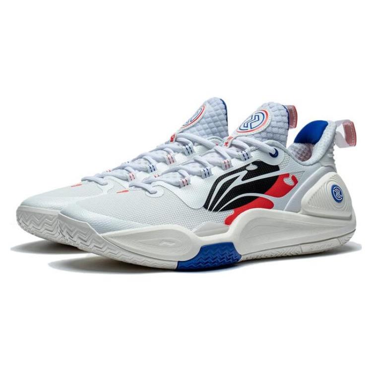 Li Ning Speed 9 Cushioning Slip Resistant Abrasion Resistant Low Top Basketball Shoes Men's White Red ABPT001-4