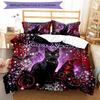 3-delige Custom Naam Gotische Kat Rozen Beddengoed Set Beddengoed Set met Print Dekbedovertrek Sluiting Bevat 1 Dekbedovertrek & 2 Kussenslopen voor Alle Seizoenen Slaapkamer