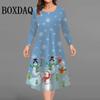 Christmas Tree Snowmen Party Dresses For Women Plus Size Winter Long Sleeve Dress Trendy Cute Casual Loose A-Line Dress