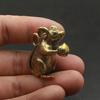 Brass Mouse Catch Peach Mini Rat Desk Decoration Bronze Kawai Animal Metal Figurine Traditional Chinese Zodiac Retro Ornaments