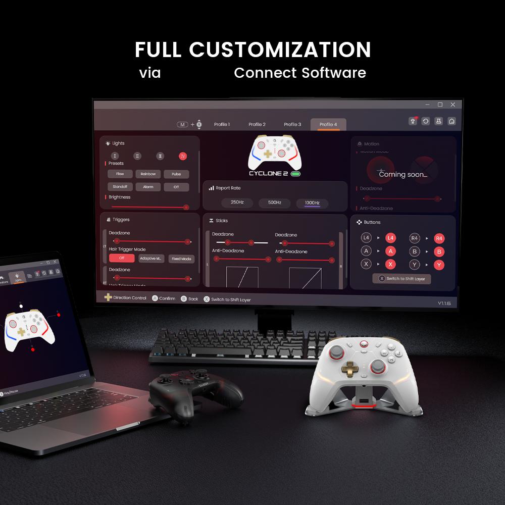 Draadloze Gaming Controller met Hall Effect Joystick - Compatibel met Switch, PC, iPhone & Android (Bluetooth/2.4G/Bedraad)