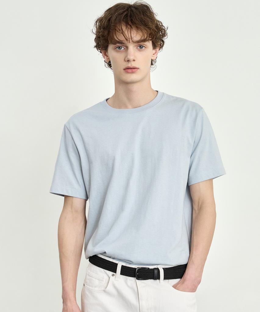 BASIC HOUSE [2Pack] 30S Cotton Regular Fit Round Plain Short Sleeve T-Shirt 2 Pack (6 Colors) Lats0126 (B Type)