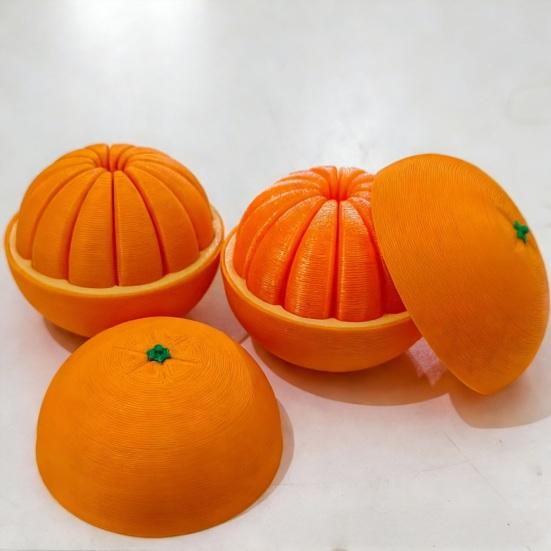 3D Printed Citrus Fidget Toy Stress Reducer Expandable Spiral Chain Ball with Smooth Movement Realistic Orange Lemon Toy Focus Improvement Gadget