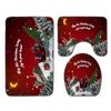 Rideau de douche de salle de bain de Noël Tapis de sol de toilettes Ensemble de quatre pièces Tapis de porte antidérapant pour salle de bain Tapis absorbant pour cuisine et chambre à coucher