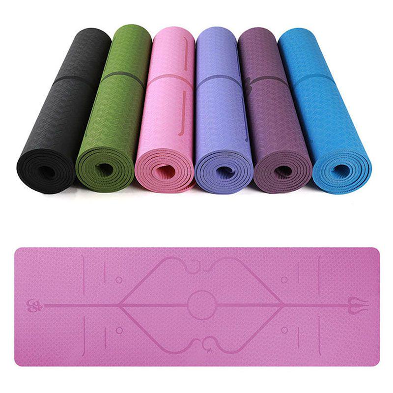 Mat 6mm Yoga Position Line Non Slip Carpet Mat Beginner Environmental Fitness
