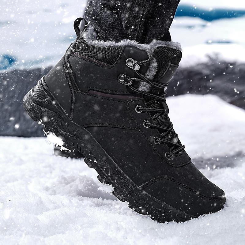 Super Warm Winter Men Boots Waterproof Outdoor Fur Plush Snow Boots Men Cross-Country Man Boots Snow Mid Calf Botas Hombre