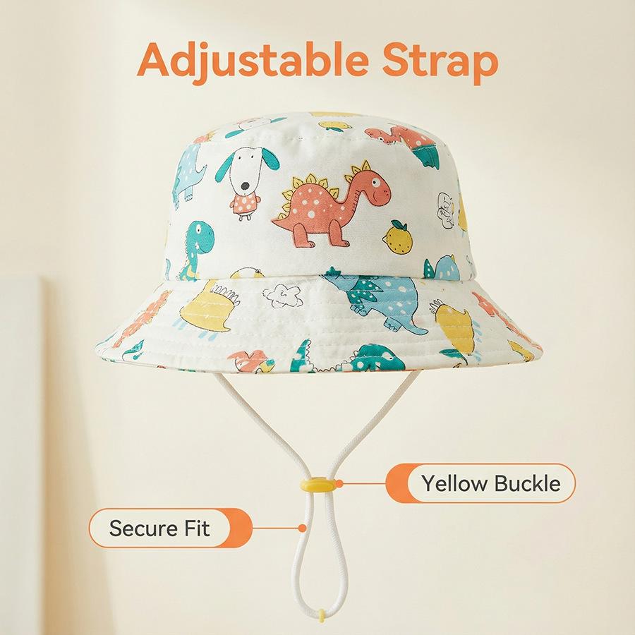 Kids' Cartoon Dinosaur Bucket Hat - Spring/Summer Mesh Sun Protection for Boys & Girls