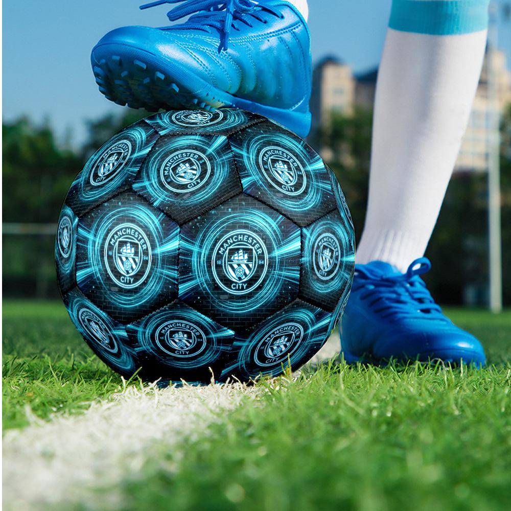 Manchester City Theme Soccer Ball Size 5 Soccer Ball Soft Touch Professional Training Football for Outdoor Sports