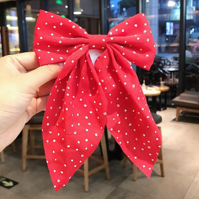 Korean Fashion Dots Blumen Großen Bogen Haar Clips Für Frauen Elegante Pferdeschwanz Haarnadeln Mädchen Haar Zubehör Haarspange Geschenk Großhandel