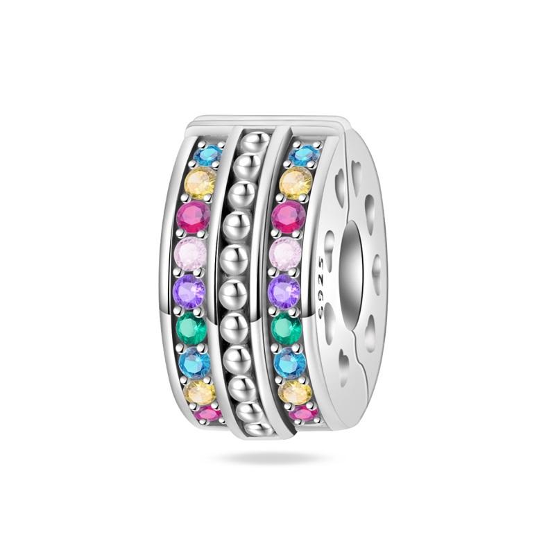 Sparkling copper Colorful Zircon Fixed Clip Bead Charms Angel Dangle Charm Compatible With Bracelets Necklaces Exquisite Gifts