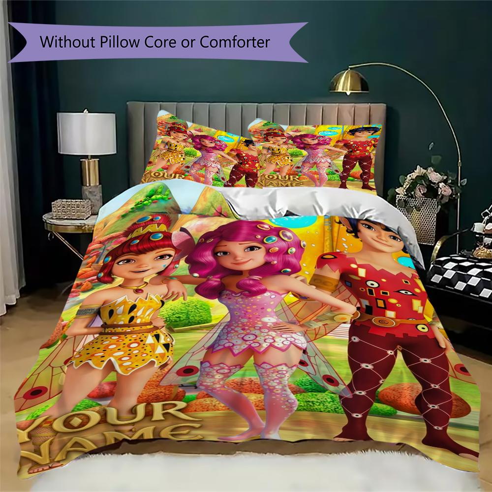 Custom Name Mia and Me Bedding,Quilt Set Quilt Cover Pillowcase Home Birthday Gift(1 * Duvet Cover + 2 * Pillowcase, Without Core)_xia
