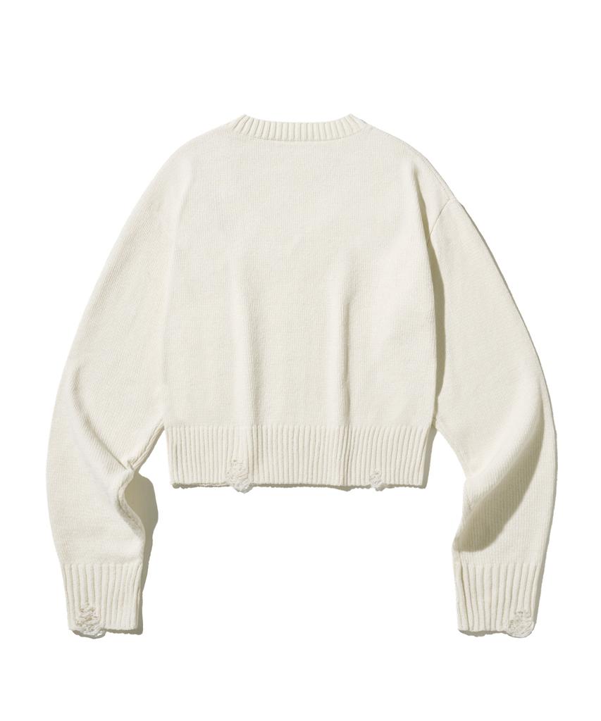 FILLUMINATE (W) Damaged Velvet Crop Knit - Ivory