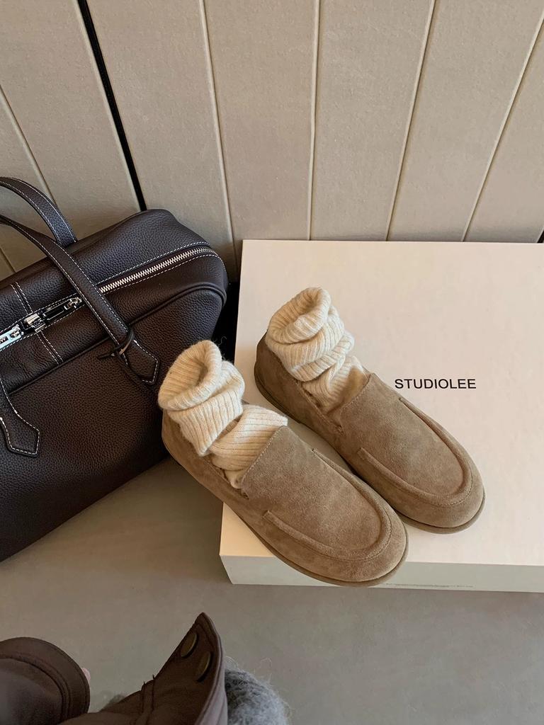 Chaussures en peluche minimalistes à semelle plate à une pédale, chaussures moelleuses décontractées polyvalentes, confortables et légères