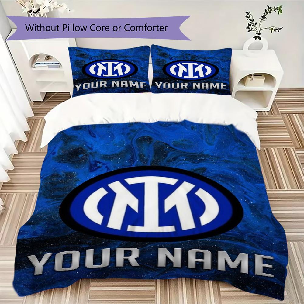 Gepersonaliseerd Naam Inter Milan Beddengoed, Dekbedset Dekbedovertrek Kussensloop Huis Verjaardagscadeau(1 dekbedovertrek + 2 kussenslopen, zonder binnenkussen)_xia