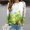 Hauts Pour Femmes Fil Argenté Imprimé Papillon Col Rond Manches Longues T-shirt Automne Décontracté Slim Pull Haut à Manches Longues pour Femmes