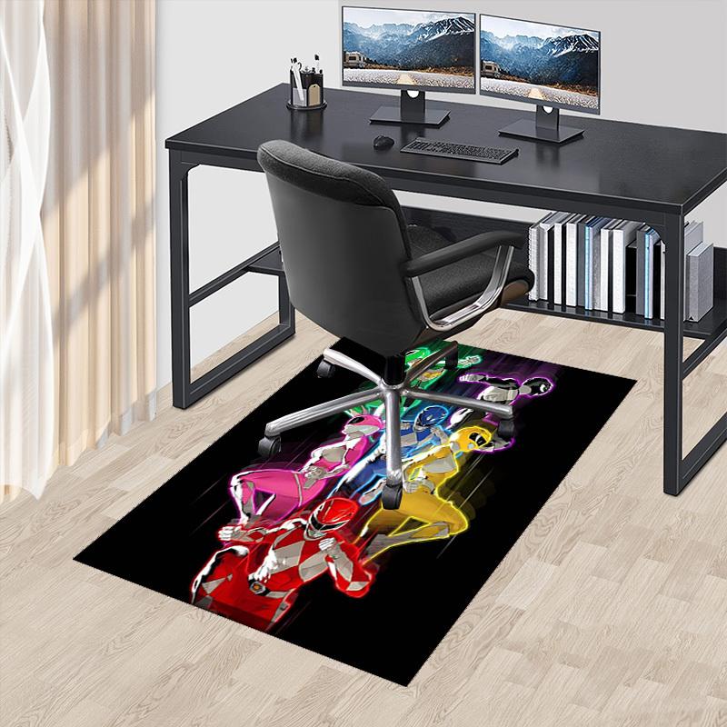 1pc Power Rangers Anime Cartoon Design Office Chair Mat Non-Slip Carpet for Home Decor, Living Room, Bedroom, Game Room - Perfect Gift for Fans.T089