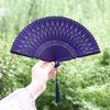 Dream Lotus Mini Japanese-Style Handheld Full Bamboo Fan Hanfu Classical Dance Qipao Portable Folding Fan Girl Group Folding Fan