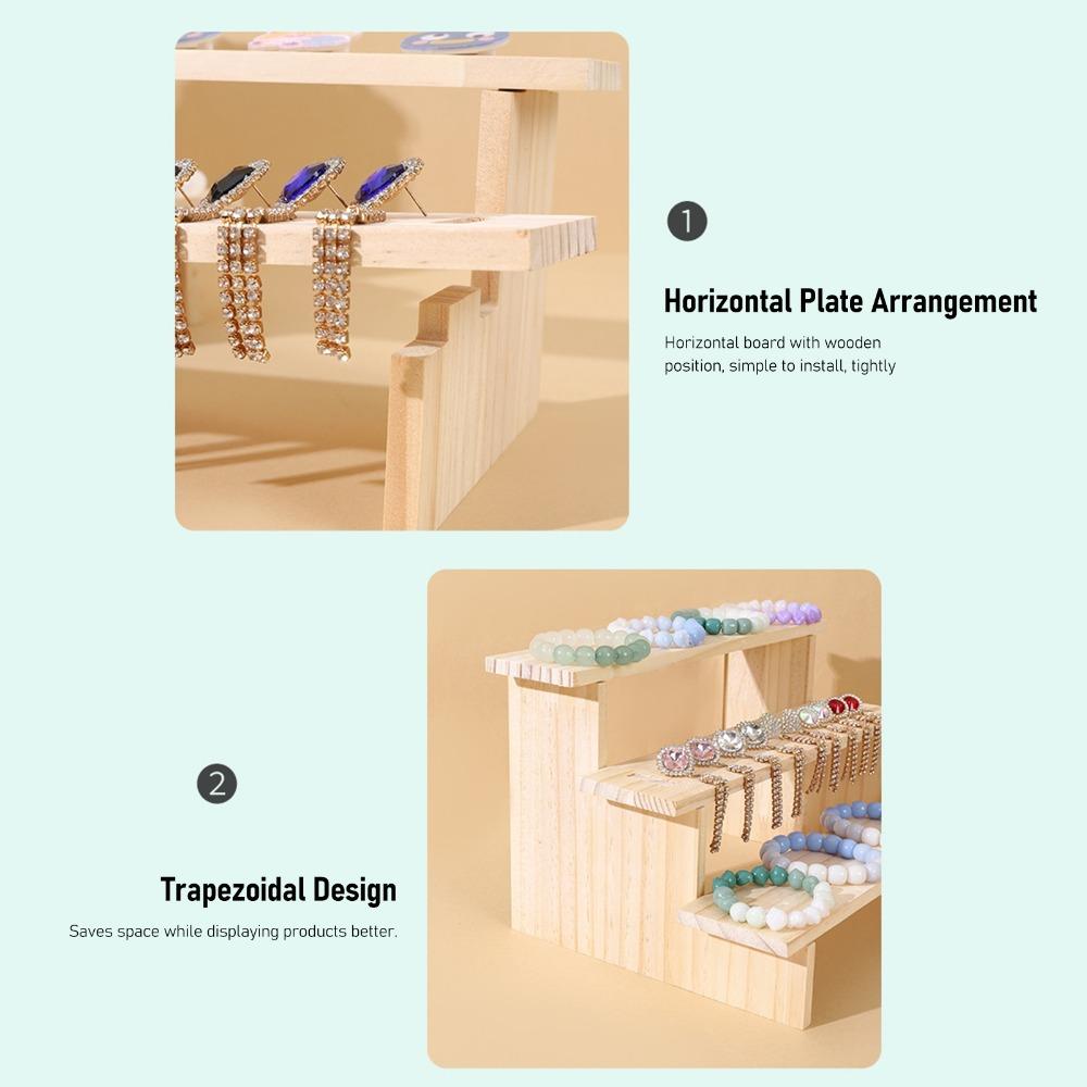 Multifunctional Display Stand Riser 3 Tier Wooden Display Rack  Cabinet Storage