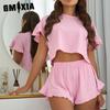 Pajamas Ruffled Loose Short Top Shorts Two-piece Set of Women's Loungewear