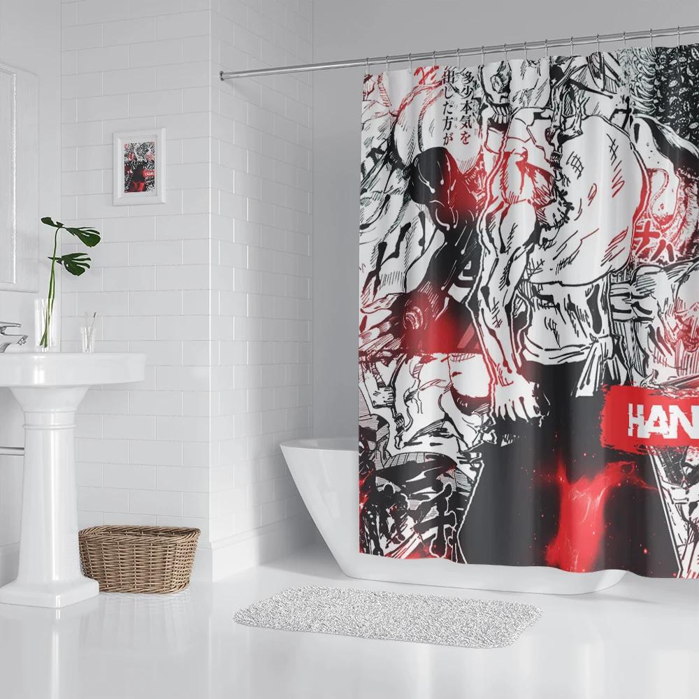 Anime Bathroom Curtain Polyester Fabric Shower Curtain 180 * 180CM With Hooks Bathroom Accessories