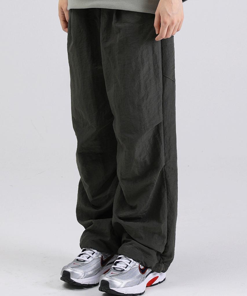 WHEN YOU MOVE Parachute Nylon Carpenter Wide Pants Khaki
