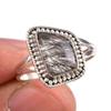 Natural Black Rutile Gemstone 925 Solid Sterling Silver Jewelry Ring S.8.5 F6p70